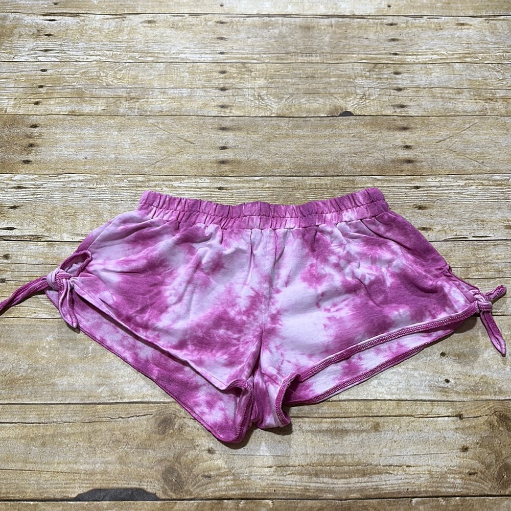 Tie-Dye Pink Shorts with Side Tie